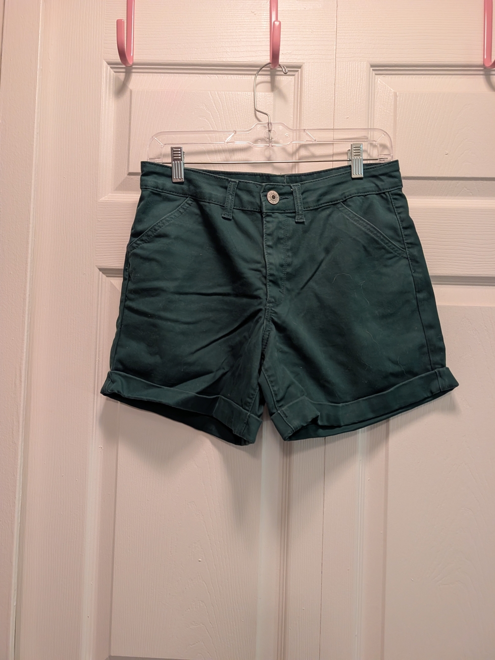 STS Blue Women's Dark Green High Waist Cuffed Shorts